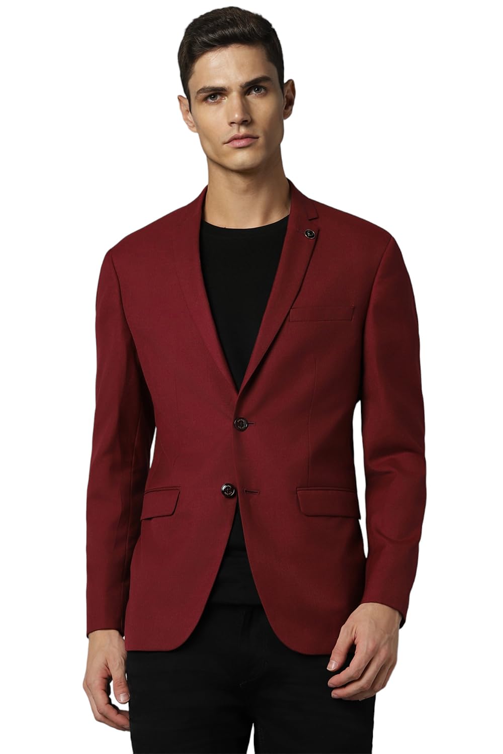 Allen Solly Men's Regular Single Breasted Blazer (ASBZMSLFW20228_Maroon