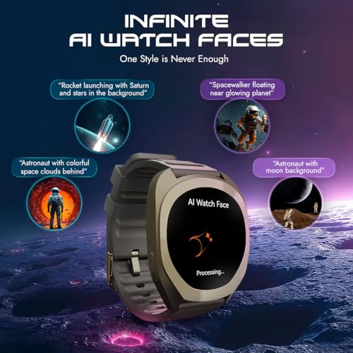 Fastrack Cosmix 1.32" AMOLED Display Metal Case Smart Watch with Heart Rate Monitor,AI Watchface & Chat,Push Button Interactions,BT Calling,IP68 Water Resistant Upto 5 Days Battery Life -Granite Grey