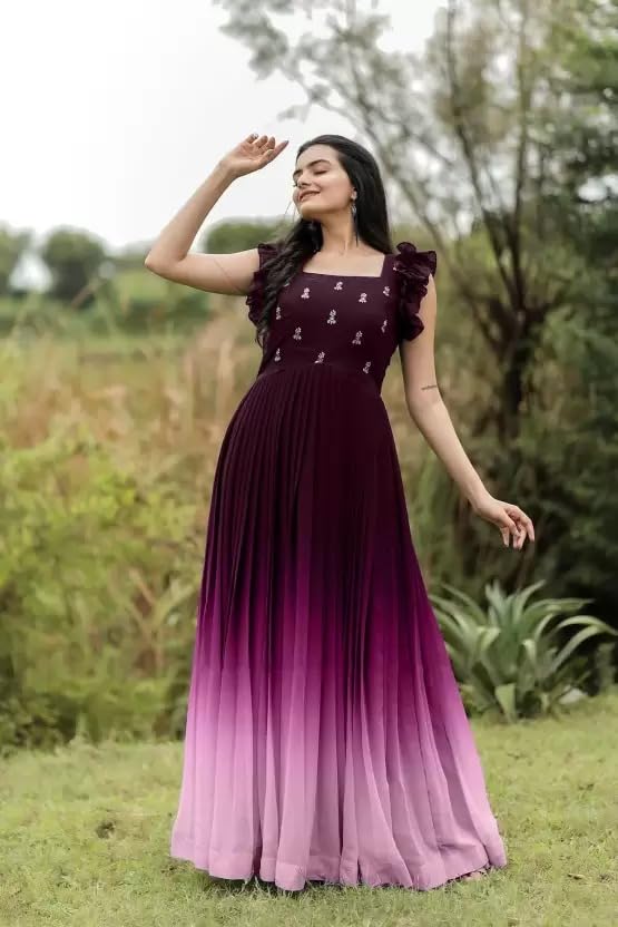 FOXDX All Over Full Stitched Gown Size (M,L,XL,XXL) (Large, Purple Pink)