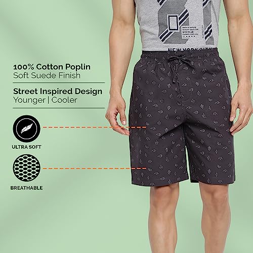 Van Heusen Athleisure Men Shorts - 100% Combed Cotton - Soft Suede Touch, Functional Pocket, Drawstring Waist_50061_Multicolour_L