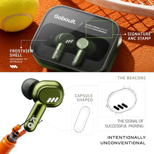 GOBOULT Newly Launched Tenet Pro with ANC TWS Earbuds, 75H Playtime, Amp App Support, 32dB ANC, Quad Mic ENC, Dual Device Pairing, 13mm Driver Ear Buds, Bluetooth 6.0 Wireless Earbuds (Olive Green)