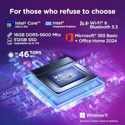 Lenovo IdeaPad Slim 3 Intel Core Ultra 5 322 Next-Gen AI PC (16GB RAM/512GB SSD/15.3" (38.8cm)/WUXGA IPS/Copilot+ PC/Windows 11/MSO 365 Basic+Office 2024/Backlit Keyboard/Grey/1.6Kg), 83UR009QIN