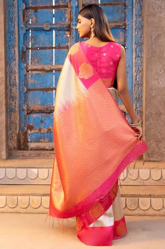 Soch Womens Beige Tussar Zari Woven Saree