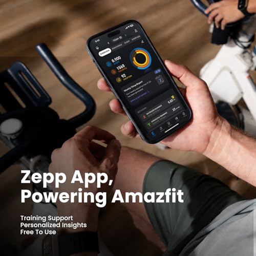 Amazfit Bip Max 50mm Smartwatch, 2.07" AMOLED Display, 20 Days of Battery, GPS, 4GB Storage, Offline Maps, Fitness Tracker, Hybrid Training, 150+ Sports, HYROX Mode, 5 ATM for Android & iPhone, Blue