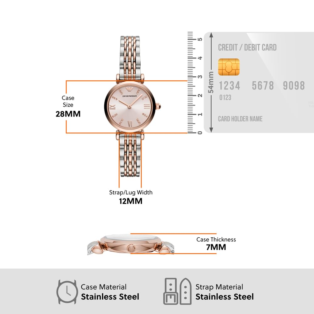 Emporio Armani Stainless Steel Analog Pink Dial Women Watch-Ar11223, Multi-Color Band