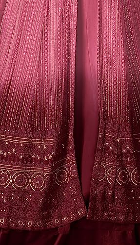 RUDRAPRAYAG Georgette and Santoon Anarkali Long Gown for Women | Semi Stitched Anarkali Gown for Women | Gown in Clothing & Accessories Pink_Free Size