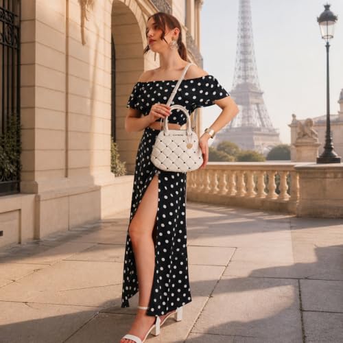 Caprese X Emily in Paris Ashley Medium Satchel Handbag for Women with Multi-Compartment Interior, Card Holders,Adjustable Detachable Strap & Exclusive Metal Charm