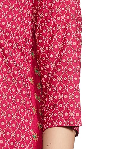 W for Woman Dark Pink Boat Neck Kurta with Thread Embroidery_22FEW17481-117940_L