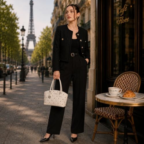 Caprese X Emily in Paris Ashley Medium Tote Shoulder Bag with Multi-Compartment Interior, Secure Zipper Closure & Exclusive Metal Charm, Handbag for Work, Travel & Occasion