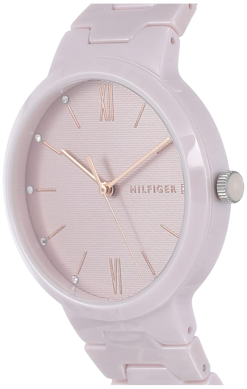 Tommy Hilfiger Quartz Analog Pink Dial Ceramic Strap Watch for Women-NETH1781957