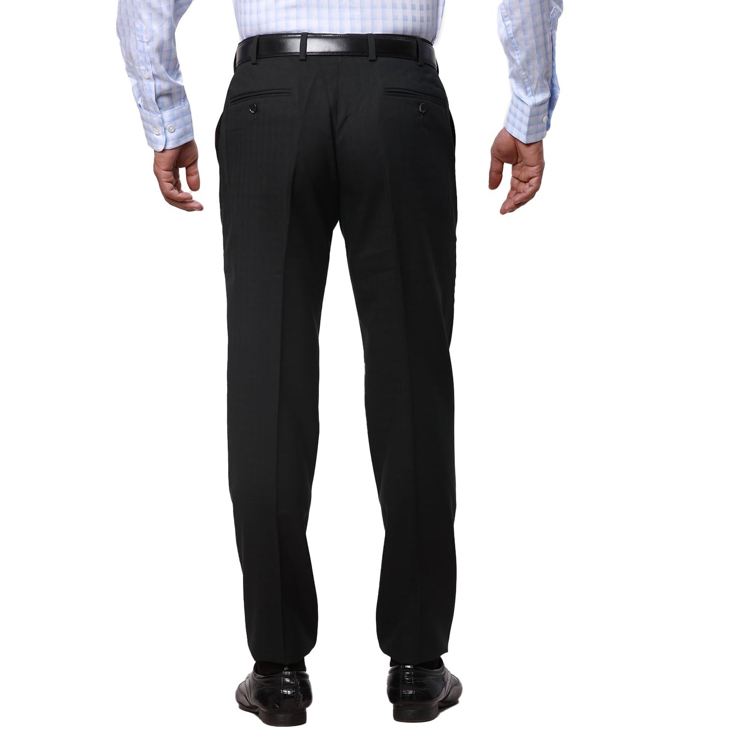 Park Avenue Men's Smart Fit Poly Rayon Blend Flat Front Checks Pattern Dark Green Formal Trouser (Size: 32)-PMTX07525-N8