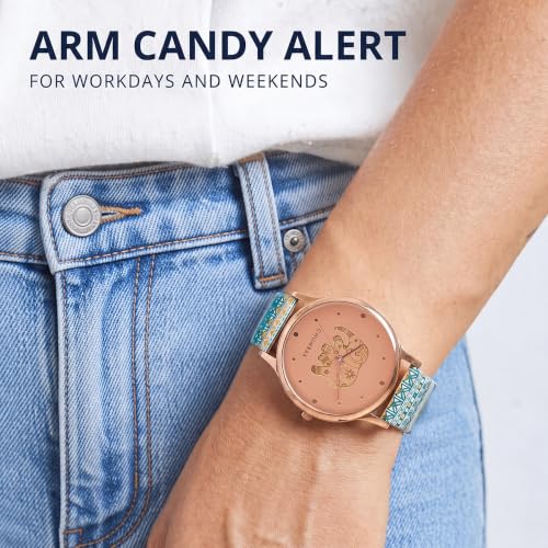 TEAL BY CHUMBAK Maroon Analog Watch for Women | Carnival Elephant Collection | Printed Vegan Leather Strap | Stylish Gift for Girls & Ladies | Casual & Work