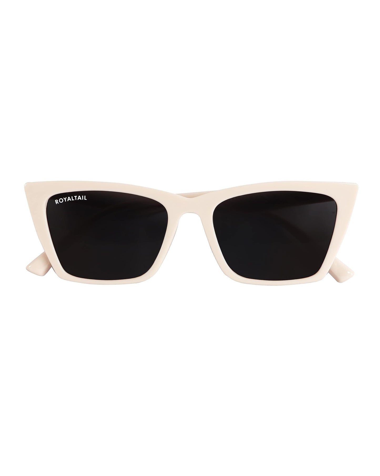 Royaltail Cat Eye Shape Sunglasses Cream Frame & Black Square Glass Unisex 100% UV Protected | For Men & Women | For Protection, Safety, Party, Styling