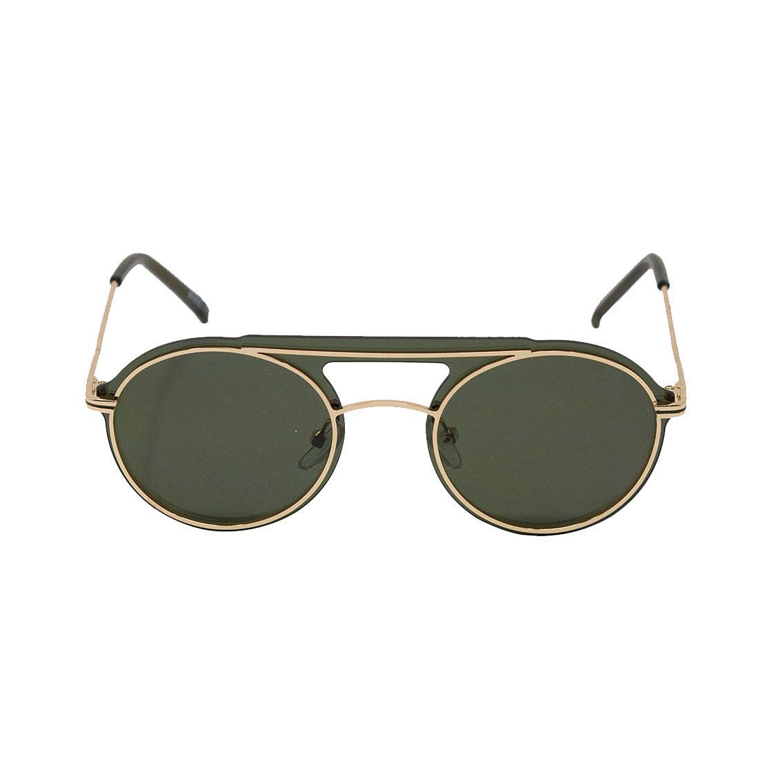 ENRICO Unisex Round Full Rim UV Protected Anti-glare Sunglasses Green Frame, Gold Lens, Pack of 1