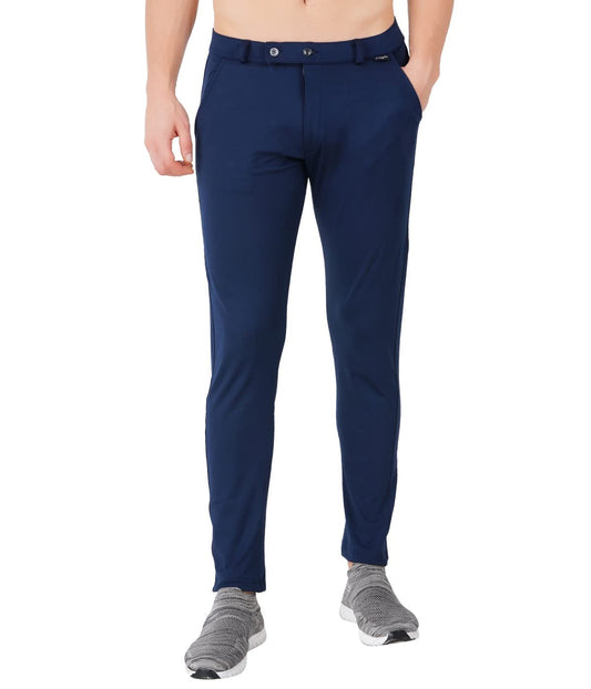 VEGO Mens 4 Way Lycra Strechable Slim Fit Formal Trousers & Pant Navy Blue