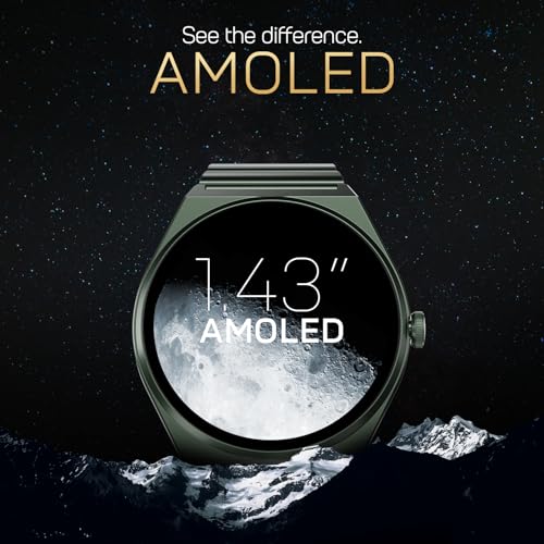 Fire-Boltt Phoenix Nova Smartwatch 1.43” Slim Super AMOLED Display, 466x466 Pixel Always-On Display, Bluetooth Calling, Health Tracker for Men & Women Olive Rush