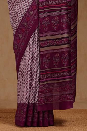Soch Womens Magenta Art Silk Floral Print Saree