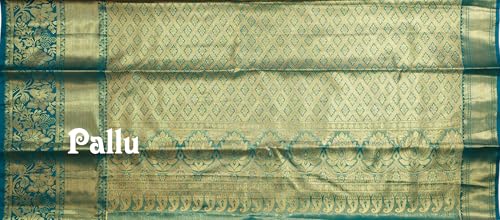 VFCollections Women's Kanchipuram Silk Pure Pattu Sarees With Blouse (VFC322-1)