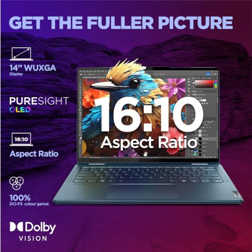Lenovo Yoga 7 Intel Evo Core Ultra 5 125H Built in-AI 14"(35.5cm) WUXGA OLED 400Nits 2-in-1 Laptop (16GB/512GB SSD/Win 11/MSO 21/100% DCI-P3/3 Mon. Game Pass/Tidal Teal/1.5Kg), 83DJ00AKIN