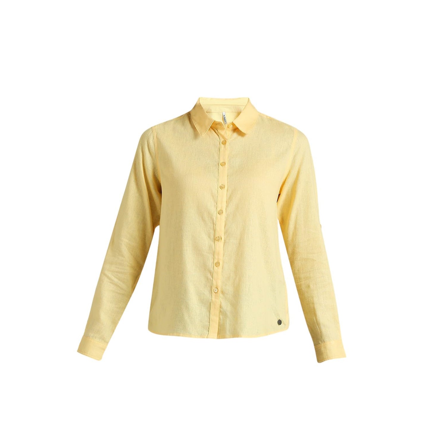 Pepe Jeans Women's Solid Regular Fit Shirt (PL304924_Light Yellow