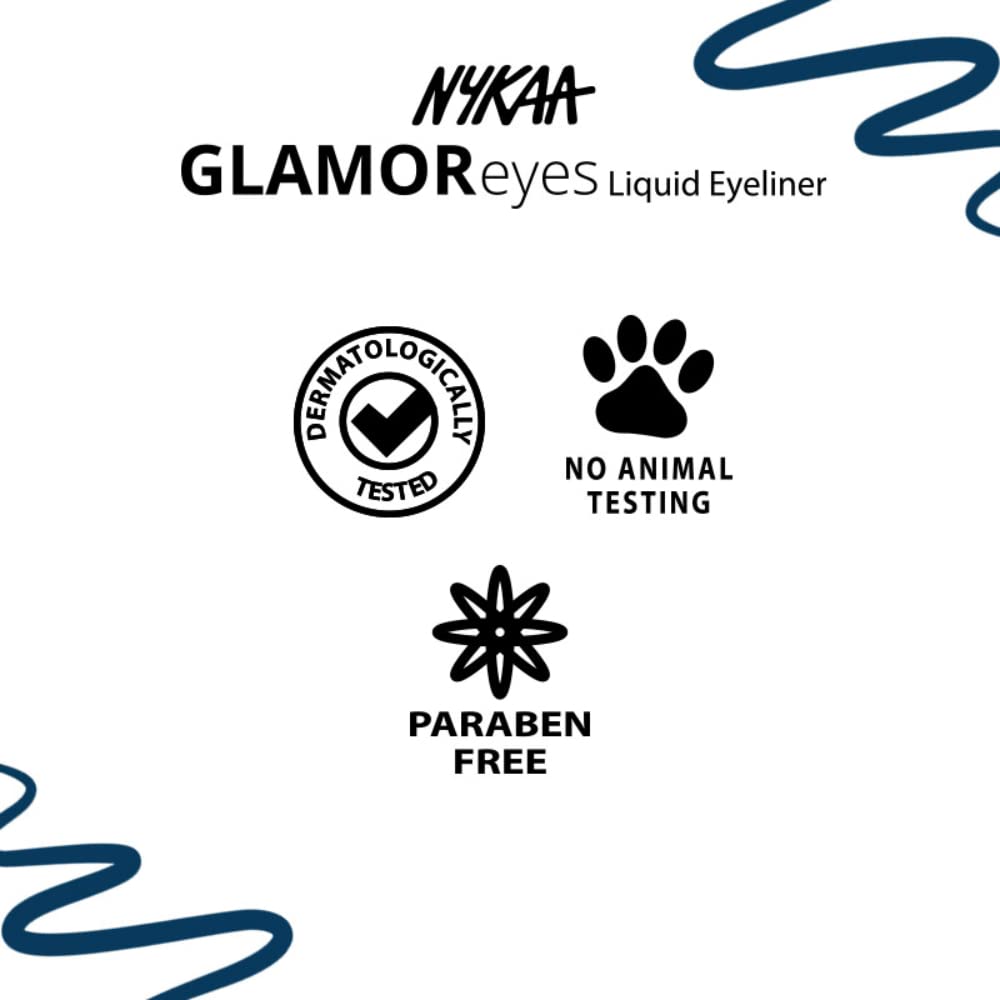 Nykaa Glamoreyes Waterproof & Smudgeproof Coloured Natural Liquid Eyeliner - Blue - Chaotic Calypso,1 count (Pack of 1)