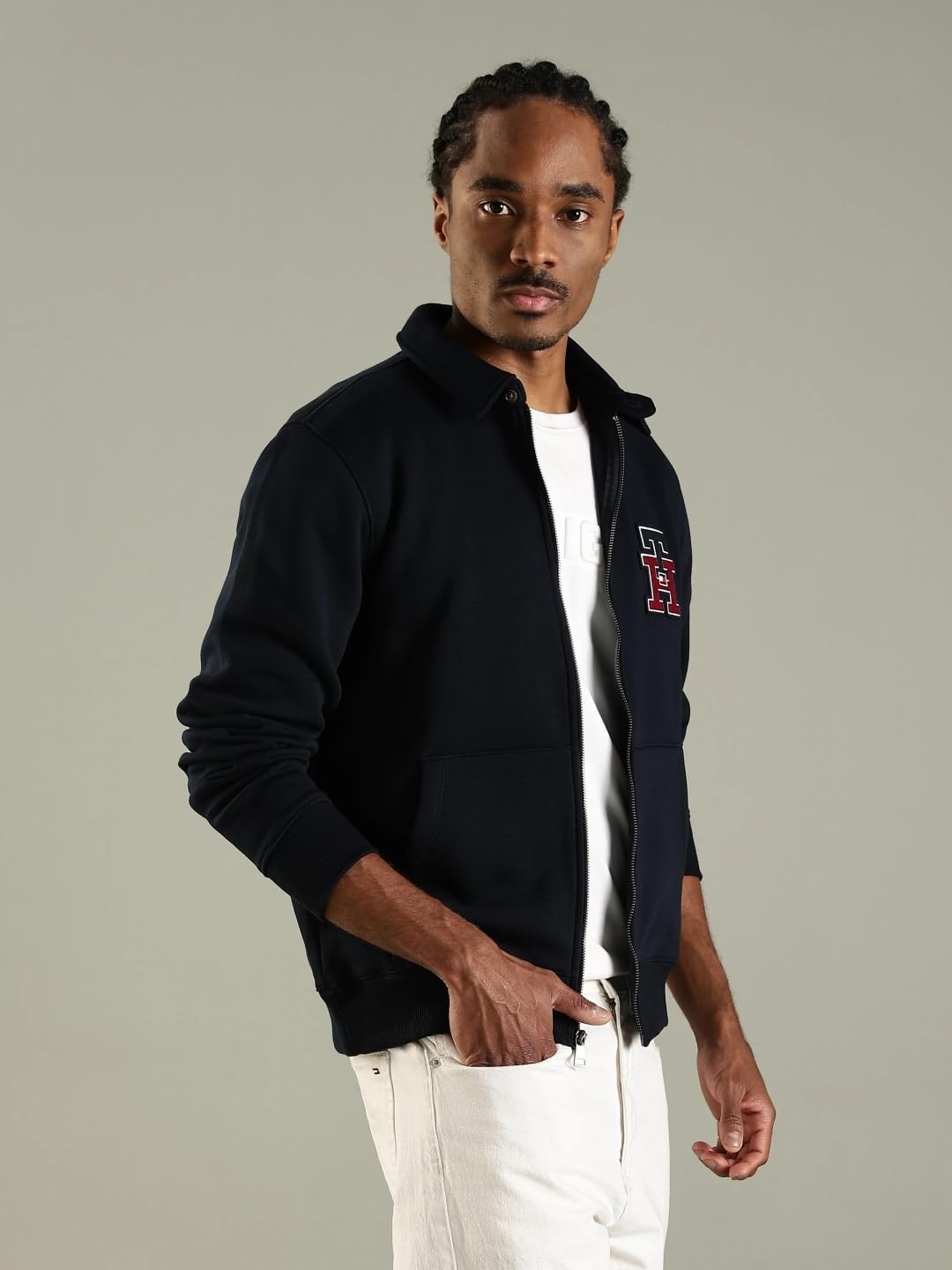 Embroidered Logo Regular Fit Cotton Jacket