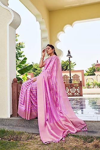 Vardha Women's Banarasi Georgette Saree with Unstitched Blouse Piece - Gold Zari Woven Work Sarees for Wedding (Vritika_668)