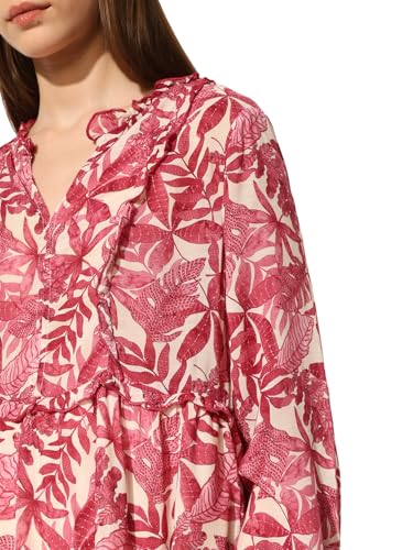 ONLY Women's Tropical Print Fit and Flare Maroon Dress