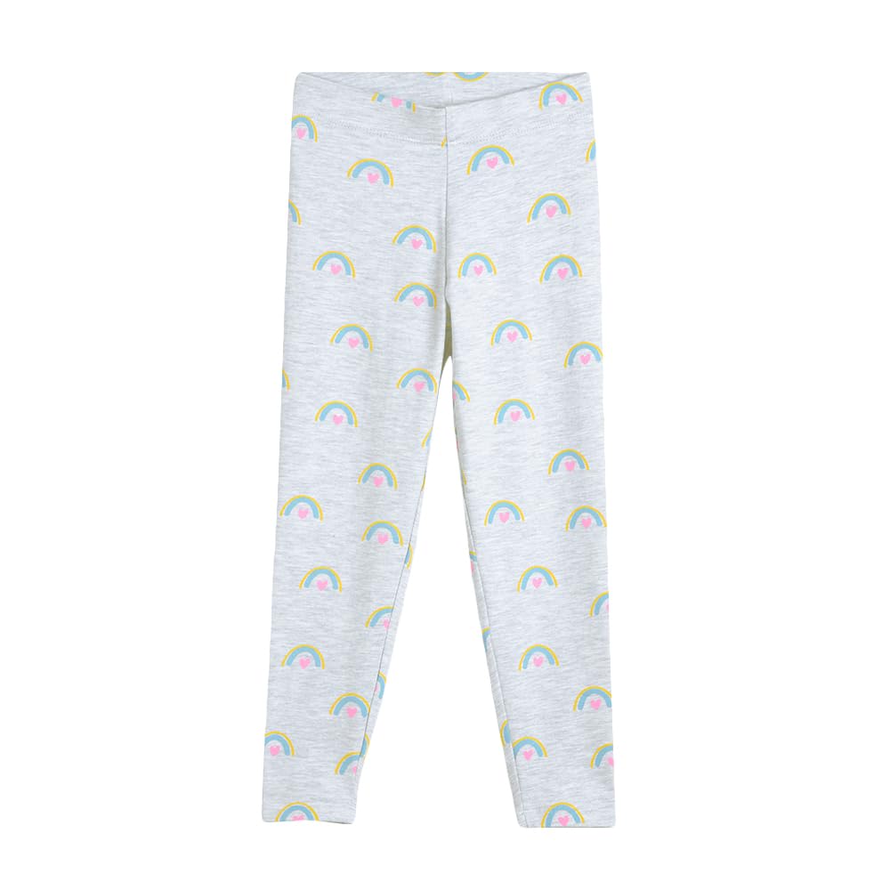 Hopscotch Girls Slim Fit Printed Leggings in Grey Color For Ages (4-5 Years)