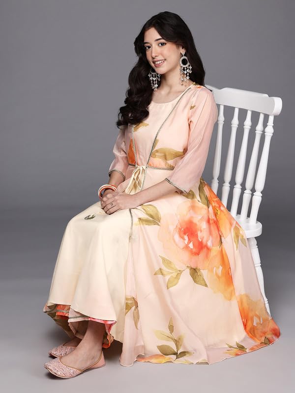 Ahalyaa Women's Polyester Kurta Set (AHKUPZ-COMBO-1126_Off White