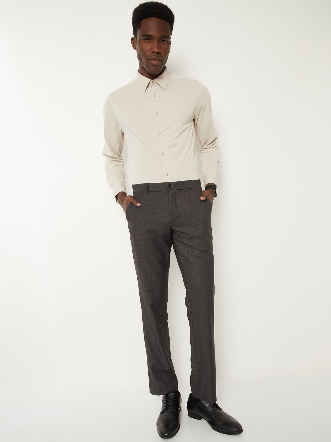 Max Men Solid Slim Fit Formal Shirt (Beige_40)
