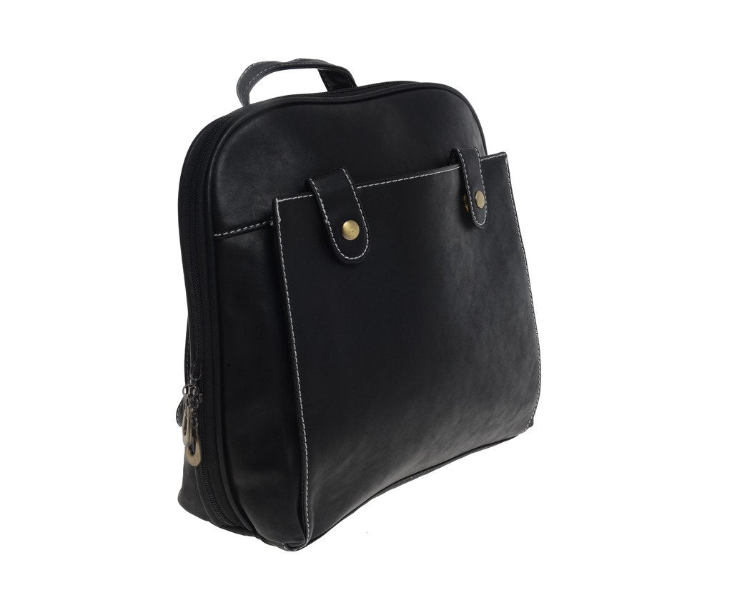 Artisan Crafted Leather Look Designer Handbag Backpack/Shoulder Bag (Black) with adjustable Straps For Women/Girls