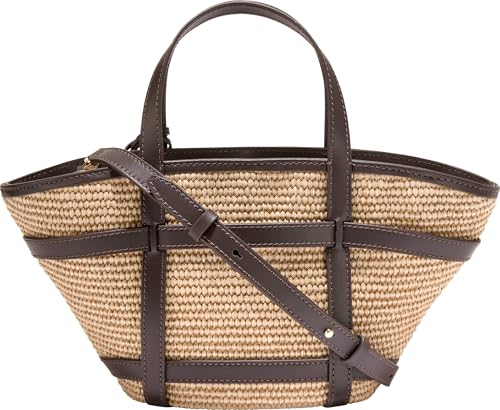 Cole Haan Women's Key West Crossbody, Natural Raffia/Dk. Chocolate, UNIT