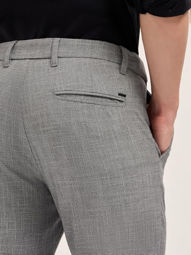 THE BEAR HOUSE Men's Black Slim Fit Formal Trouser