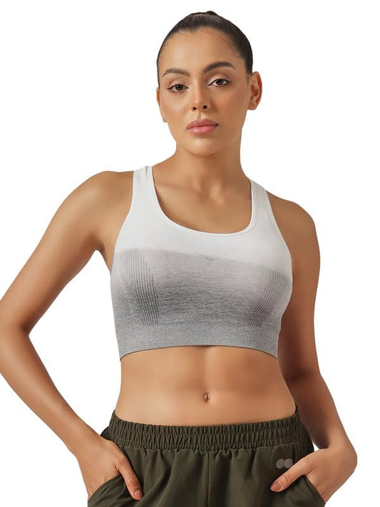 Clovia Women's Low Impact Printed Sports Bra with Removable Cups (BRS083P01_L_Grey)