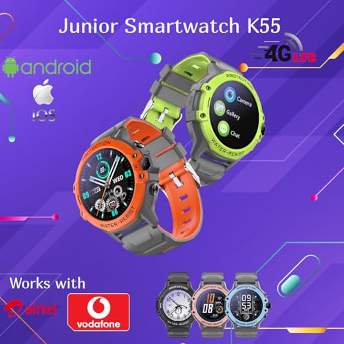 Shyenah AxonSmart(K55H) Junior SmartWatch for Kids with 4G Volte, 1.32" IPS Round Display, 2Way HD Video Calling, Geofencing, Location Monitoring, Route Playback SOS Math Game 680mAh (Ocean Blue)