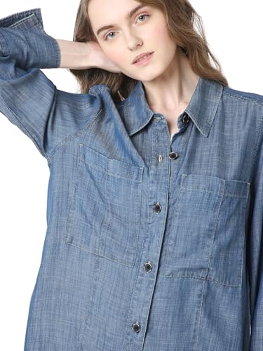 VERO MODA Women Regular Fit Dark Blue Shirt