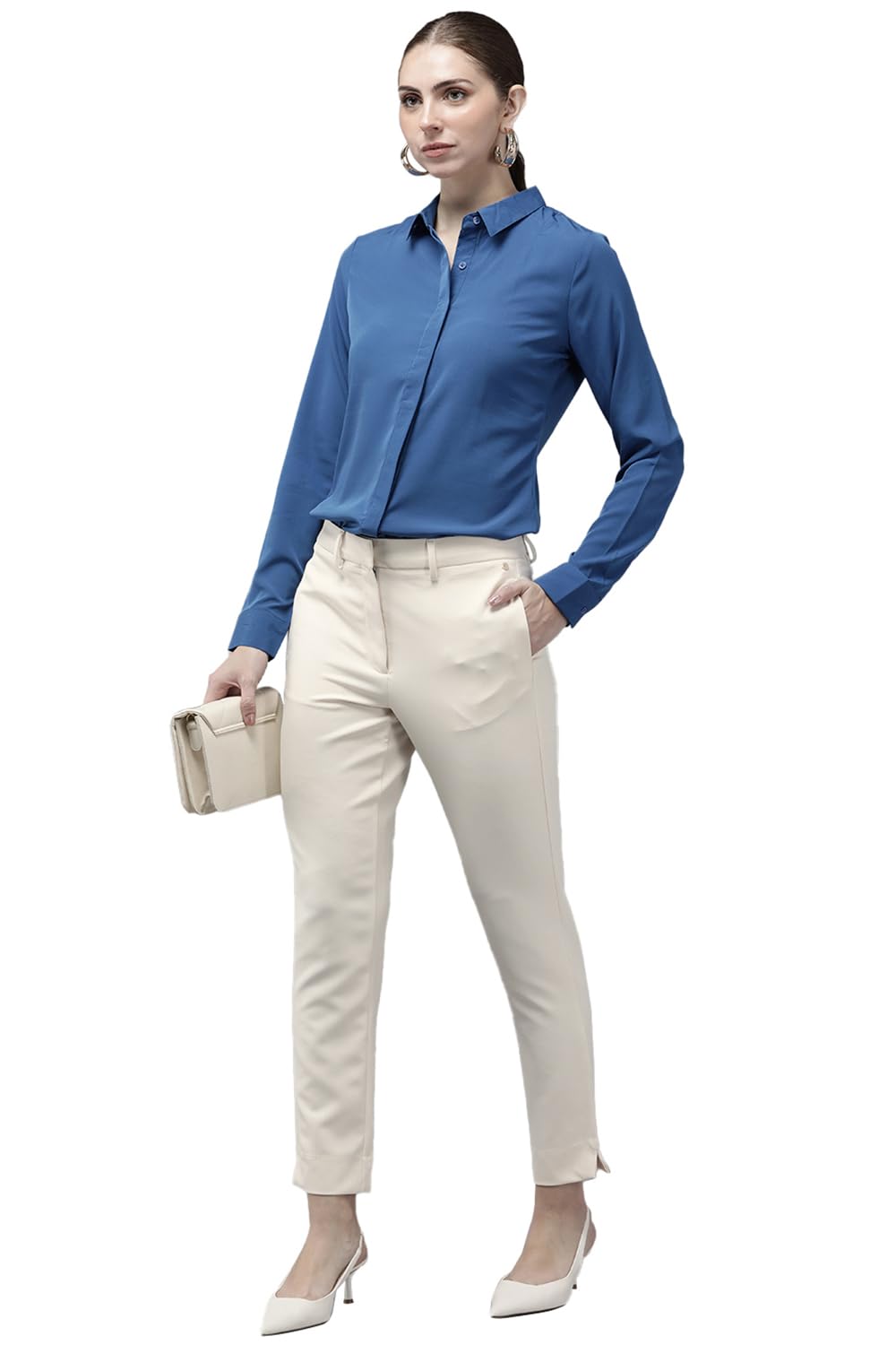 Van Heusen Women's Slim Pants (VWTFCTRBD34461_Cream