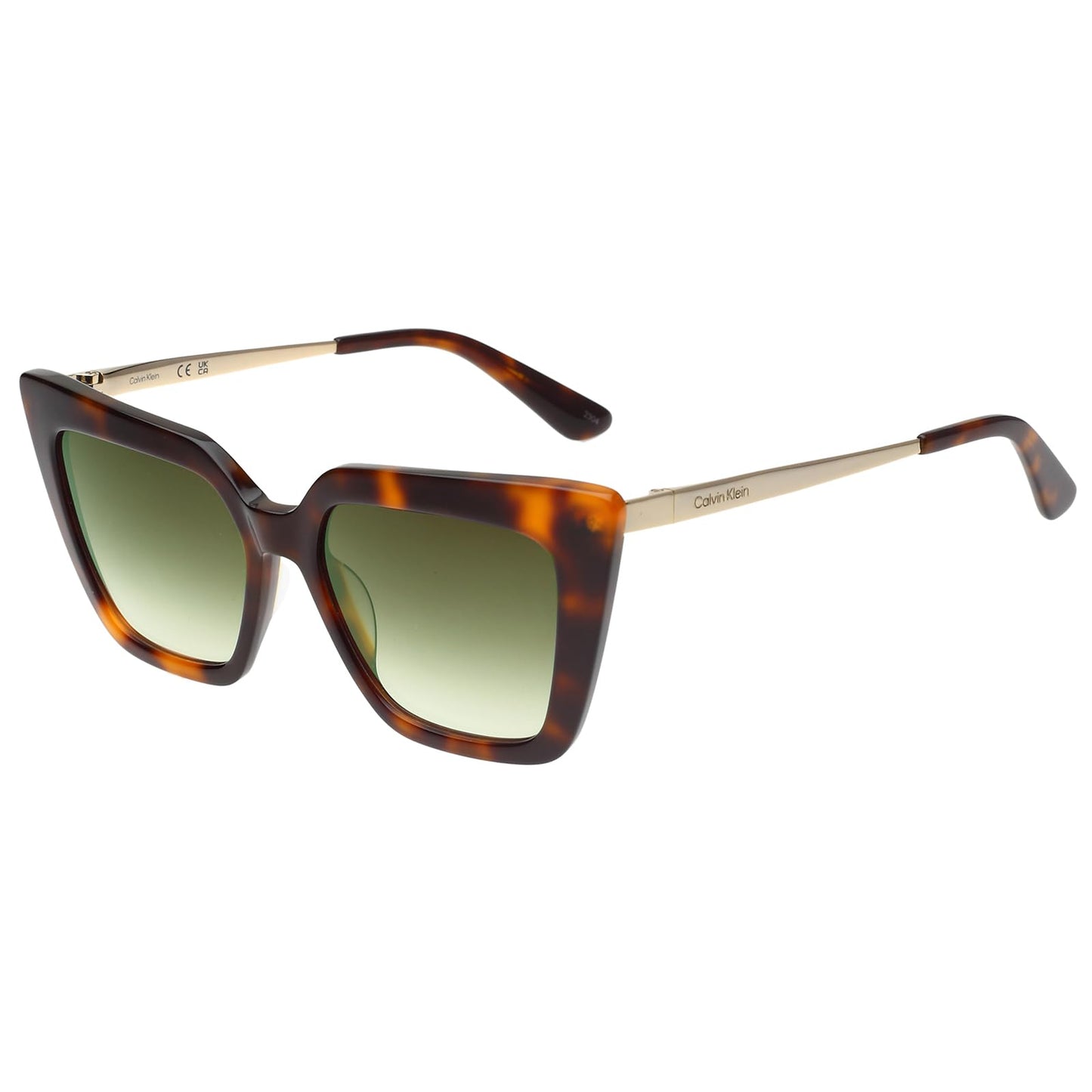 Calvin Klein|Brown Full Frame Cat-eye Sunglasses|100% UV Protected (Uv 400) Green Gradient Faded Lens|Women's|Medium|CK 22516 220 54 S