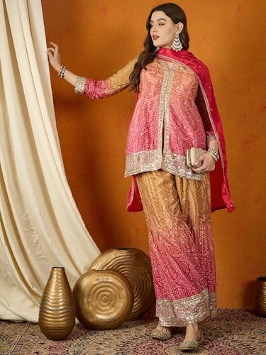 Shampysky Women's Purple Chinon Stitched Top With Chinon Dupatta Full Sleeve Embroidered Anarkali Gown (SSY-1193-Purple-XL)