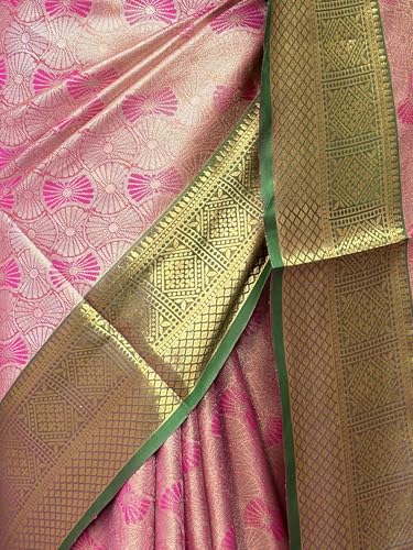 MIMOSA Women’s Rani Pink Art Silk Saree Woven with Zari Tissue | Kanjivaram Style Saree | Rich Pallu & Tassels | 6.2 Mtr