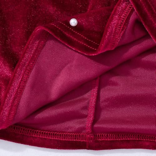 Hopscotch Girls Red Full Sleeves Oversized Bow Applique Dress for Age (5-6 Years)