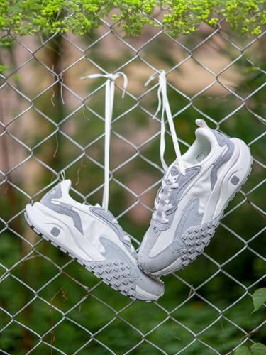 XTEP White & Grey Solid Marking Rubber Outsole 70's Sereis Retro Casual Shoes for Men -Euro 40