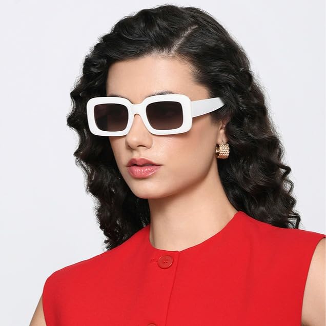 VINCENT CHASE EYEWEAR By Lenskart|White-Brown Full Rim Square|Stardust|Branded Latest And Stylish Sunglasses|Polarized And 100% Uv Protected|For Women|Large|Vc S16920