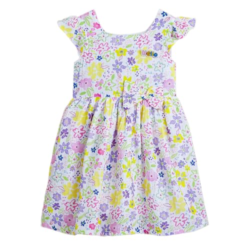 Hopscotch Girls Multi Short Sleeves Floral Casual Dress for Ages (5-6 Years)