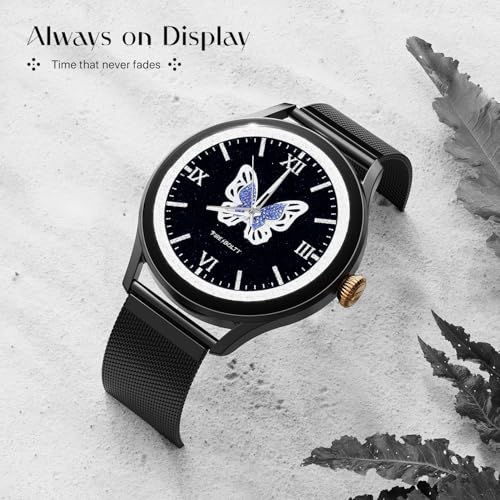 Fire-Boltt Glitz Women Smart Watch with 1.19” AMOLED Display, Bluetooth Calling, Rotating Crown, Always On Display, 1000 Nits Brightness, IP68 Waterproof Midnight Onyx