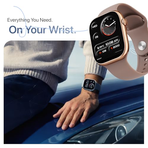 Fire-Boltt Ninja X Ring Smart Watch with 1.96” Large Display, Bluetooth Calling, Wireless Charging, AI Voice Assistant, 500+ Watch Faces, Health Suite, Smart Watch for Man & Woman – Pink S