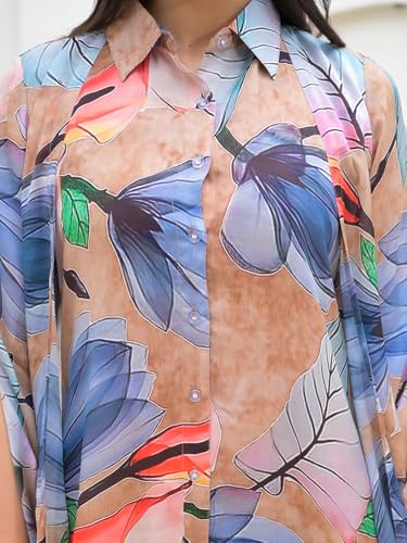 Divena Brown Digital Printed Chinon Kaftan Dress