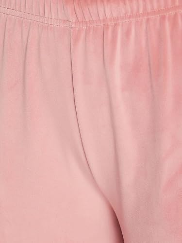 Clovia Women's Velour Solid Top & Pyjama Set (LSW682R22_Pink_M)