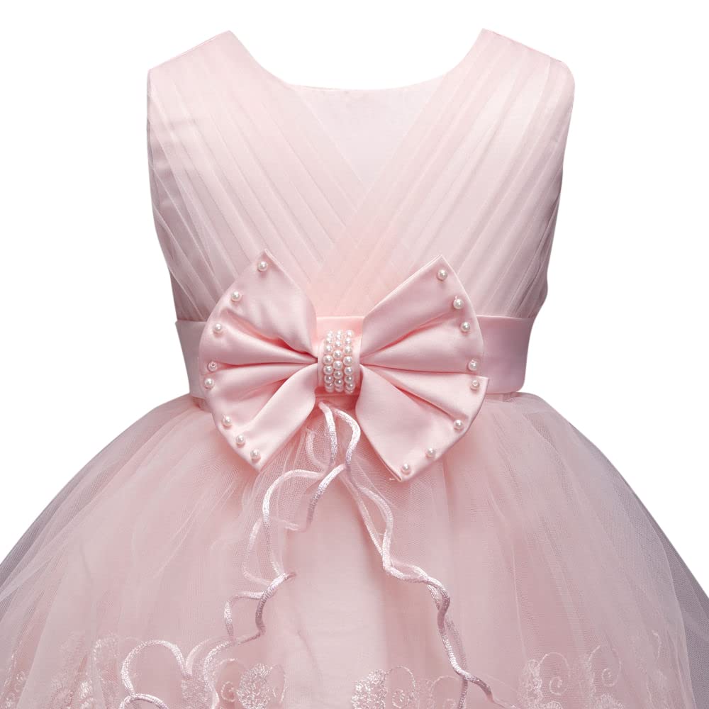 Hopscotch Girls Sleeveless Embellished Party Dress in Peach Color for Ages 2-3 Years